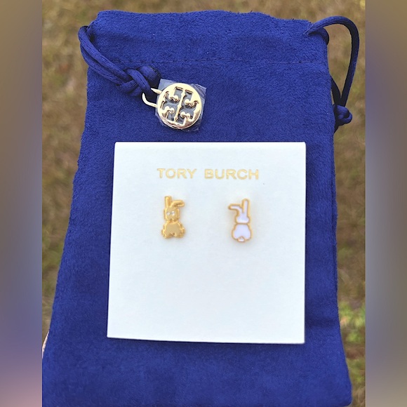 NWOT Tory Burch Bunny Mismatch Stud Earrings - Picture 2 of 4